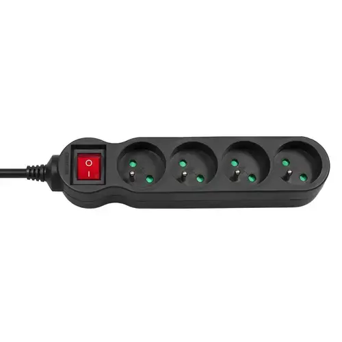 Prelungitor electric cu comutator , Maclean , MCE180 4prize 1.4m , negru