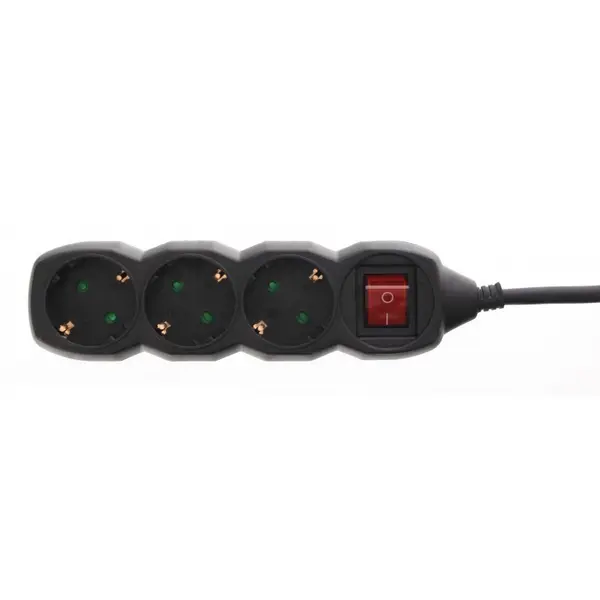 Prelungitor Electric cu Intrerupator, Negru, 3 Prize, Sectiune Cablu 3 x 1.5mm2, Lungime 3 m, Well