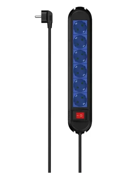 Prelungitor Hama 223040, 6 prize, 1.5 m (Negru/Albastru)