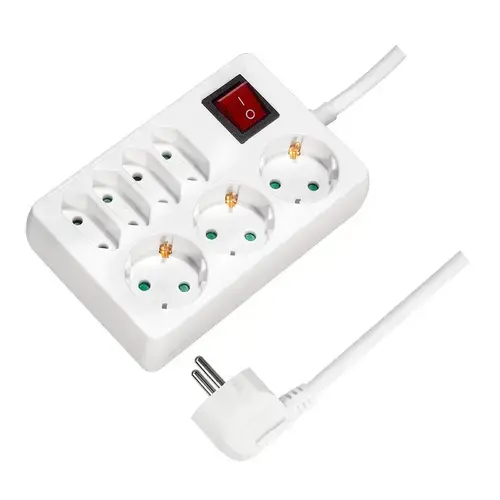 Prelungitor Logilink LPS210, Schuko x 3, Euro socket x 4, conectare prin Schuko tata, cablu 5 m, 16 A, protectie stropire cu apa, on / off, Alb