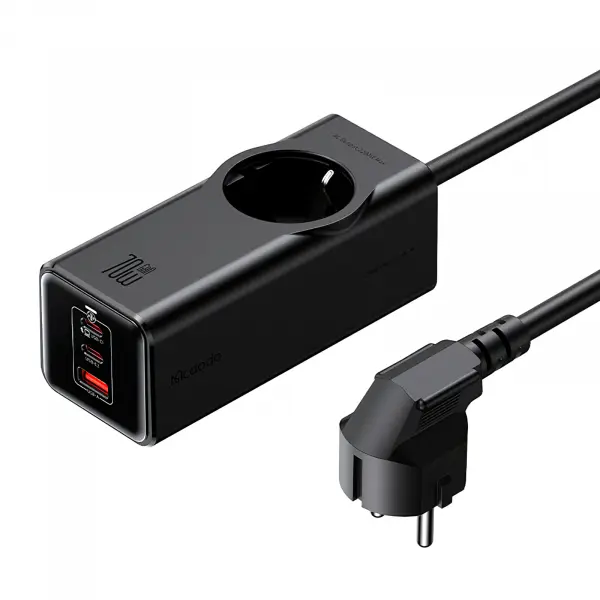 Prelungitor McDodo CH-4620, 1 x Schuko - 1 x USB-A - 2 x USB-C, Negru