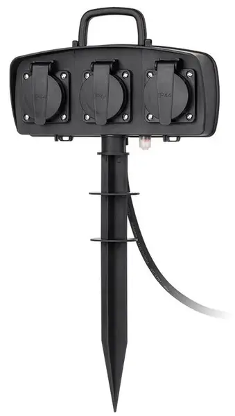 Prelungitor OEM URZ3259, 3 prize, 1.5 m, IP44, 16A (Negru)