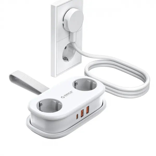 Prelungitor Orico APP, 2 x Schuko - 2 x USB-A - 1 x USB-C, Alb