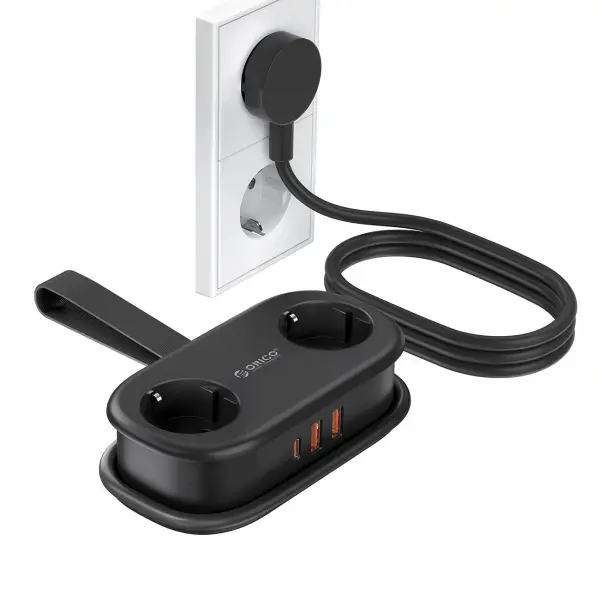 Prelungitor Orico APP, 2 x Schuko - 2 x USB-A - 1 x USB-C, Negru