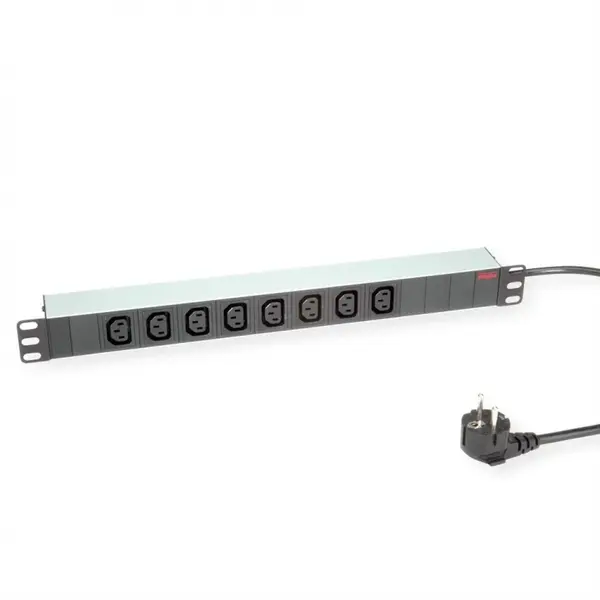 Prelungitor PDU 19" Schuko la IEC C13 Aluminiu 2m, Roline 19.07.1628