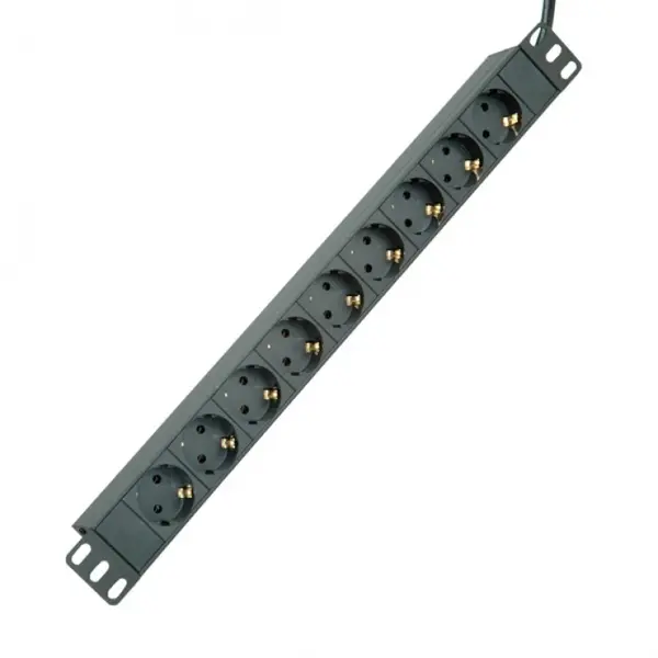 Prelungitor pentru cabinet 19" PDU Schuko la 9 prize Schuko 16A Negru 2m, Roline 19.07.1621