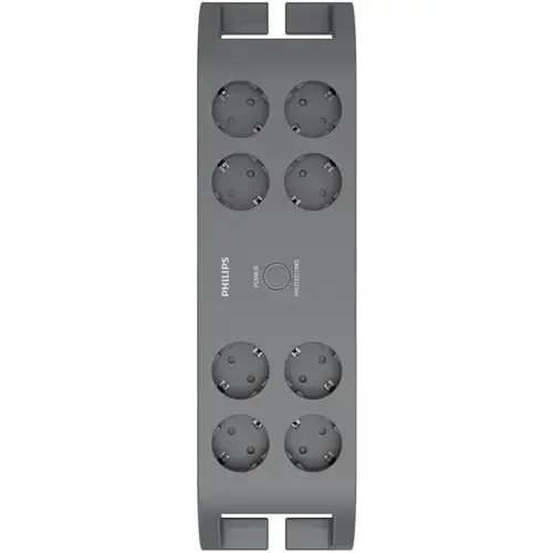 Prelungitor Philips SPN3180A/58, 8 prize cu protectie suprtensiune, 16A, 2m, Gri