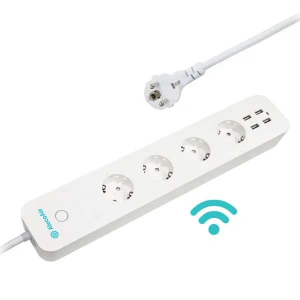 Prelungitor Smart WiFi AlecoAir G08-SP8S, 4 Porturi USB, 4 Prize AC, Control energetic, Timer, Programare saptamanala