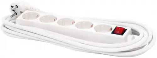 Prelungitor Spacer PP-5-18, 5 prize, 1.8m, prize cu protectie (Alb)
