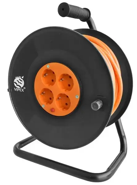 Prelungitor tambur Vipex PS15-T50, 4 prize, 50 m (Negru/Portocaliu)