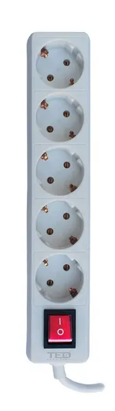 Prelungitor Ted Electric, 3 metri 5 prize schuko + intrerupator cablu 3x1,5mm ALB (1/40) TED006394 NEW