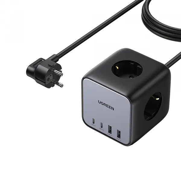 Prelungitor UGREEN CD268 Nexode DigiNest Cube, 3 x Schuko - 2 x USB-A - 2 x USB-C, Gri