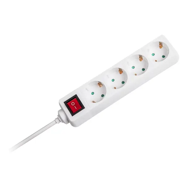 Prelungitor V-tac, 4 cai cu intrerupator, 1.5 m, 3G1.5 mm², alb, SKU-8764