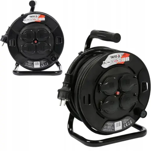 Prelungitor Yato YT-81052, 20m, 4 prize, protectie IP44, Negru