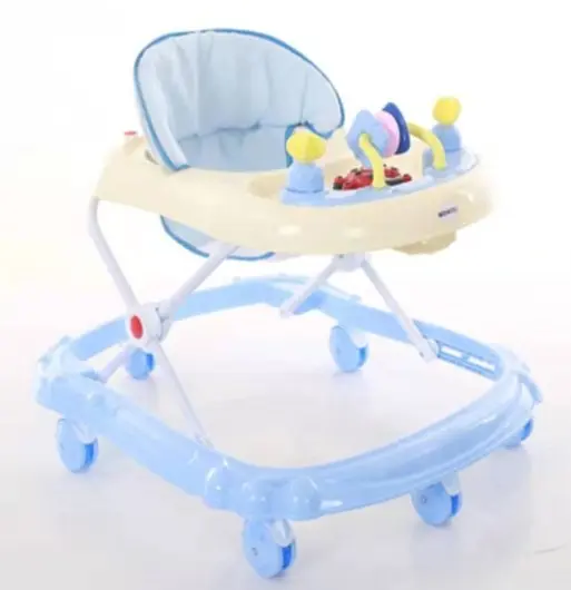 Premergator Little Mom Simple Blue functii muzicale, baza lata, greutate max. admisa 12 kg, varsta 6 luni+