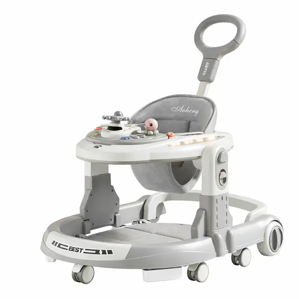 Premergator multifunctional pentru bebelusi cu maner si activitati interactive - Gri