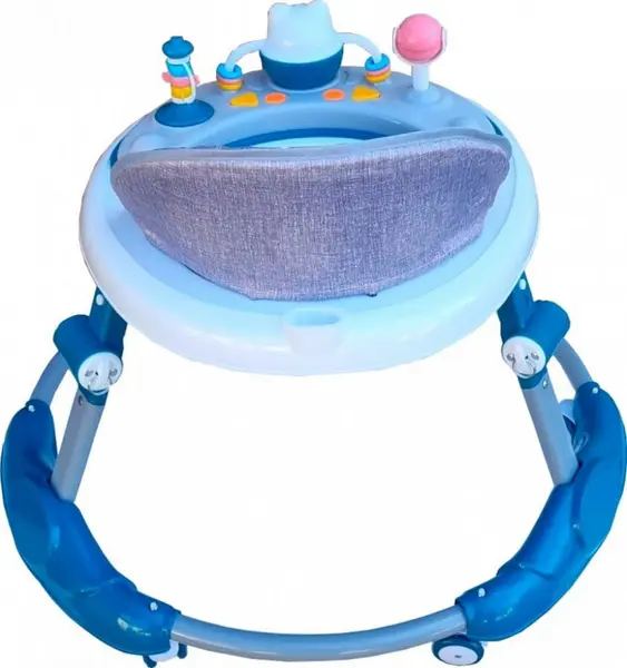 Premergator reglabil in 6 trepte de inaltime Novokids Little Kitty Verde Turquoise, cu melodii, pliabil, greutate admisa 20 kg, roti silentioase