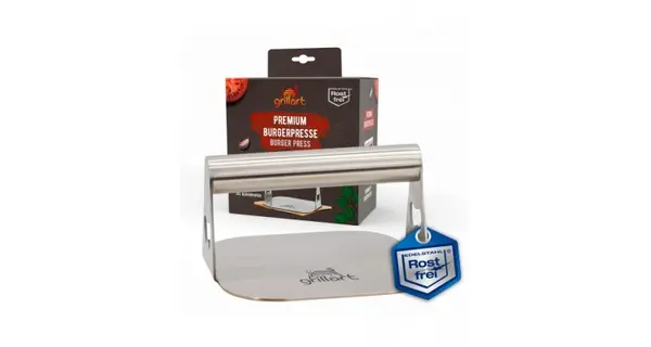 Presa pentru burger premium din otel inoxidabil si 30 hartii de burger Grillart GA-1035
