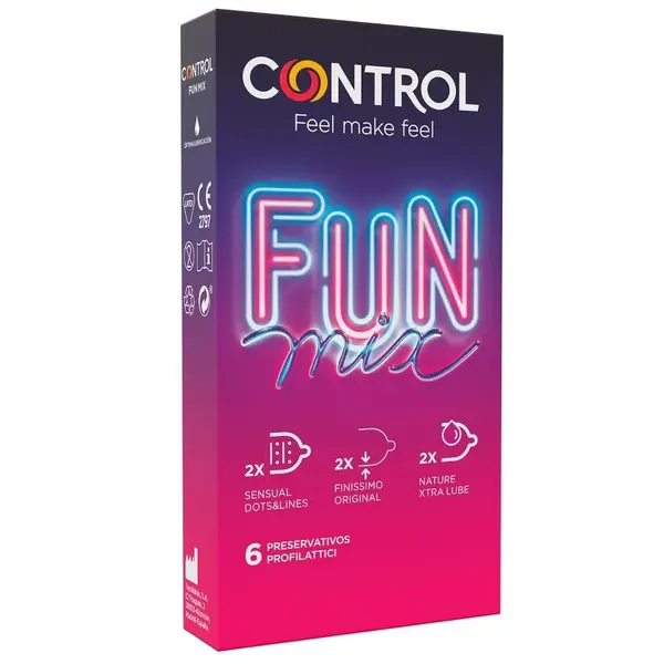 Prezervative Control – Feel Fun Mix, pentru varietate și plăcere sporită, 6 bucăți