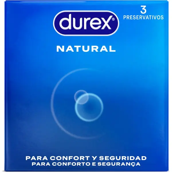 Prezervative Durex – Natural, latex transparent lubrifiat, pachet 3 bucăți