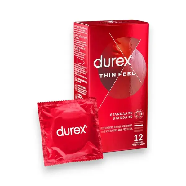 Prezervative Durex - Thin Feel, ultra subtiri, 56 mm, 1 cutie x 12 buc