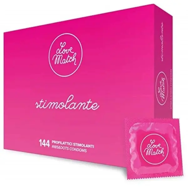 Prezervative Love Match - Stimolante, cu striații pentru stimulare intensă, 144 buc