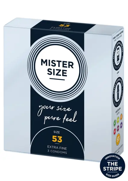 Prezervative MISTER SIZE, ultra subtiri, marime 53 mm, 1 cutie x 3 buc