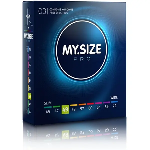 Prezervative MY.SIZE PRO – Condoms 49 mm, ultra-subțiri, pentru potrivire personalizată și sensibilitate naturală, 3 bucăți