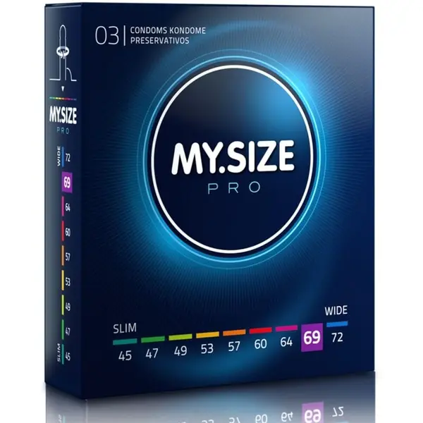 Prezervative MY.SIZE PRO – Condoms 69 mm, ultra-subțiri, pentru potrivire personalizată și sensibilitate naturală, 3 bucăți