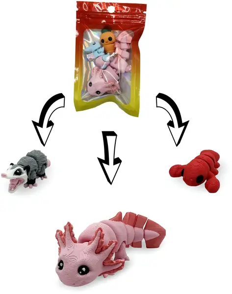 Print 3D de la 3D Morph Lab - Set mini axolotl, roz, sortiment