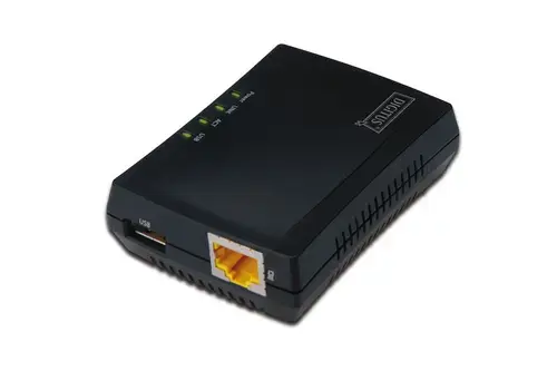 Print server DIGITUS DN-13020, 1 x RJ45, 1 x USB (Negru)