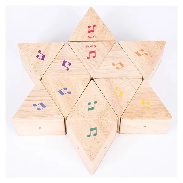 Prisme din lemn cu sunete, set 12 bucati, TickiT multicolor