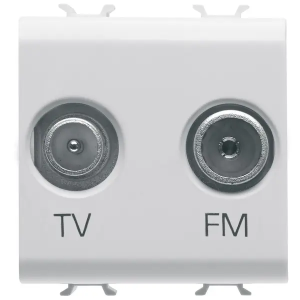 Priza 2 module TV+FM Gewiss Chorus GW10381, alb