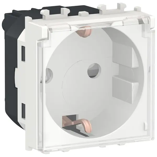 Priza 2P+E 2 module cu obturatoare + capac transparent Schneider Easy Styl LMR5310001, alb