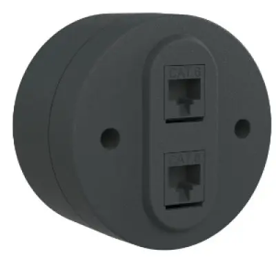 Priza Date Dubla (CAT6) PT xOne Ovivo OV00953, 10A, 250V, IP54, antracit