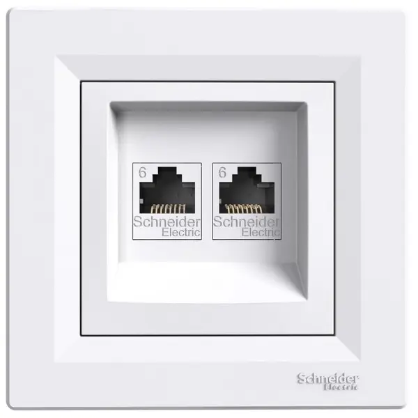 Priza date dubla RJ45 cat.6 UTP Schneider Asfora EPH4800121, alb