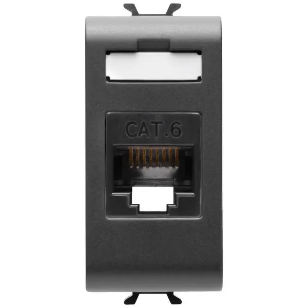 Priza de date UTP RJ45 CAT.6 1 modul Gewiss Chorus GW12423, negru satin