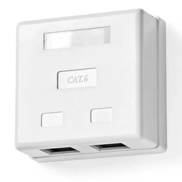 Priza de Perete U/TP Cat 6 2 x RJ45 Mama, Contacte aurite, Alb, Nedis