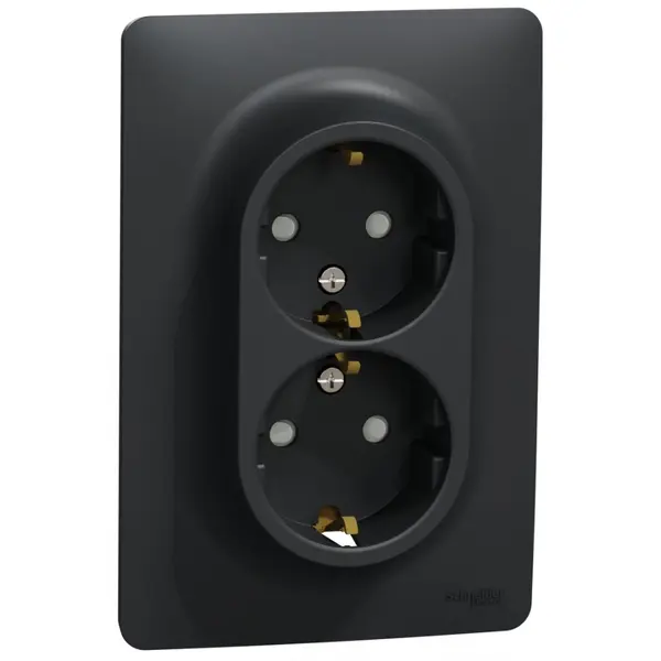 Priza dubla 2P+E 16A Schneider Noua Unica NU206754, antracit