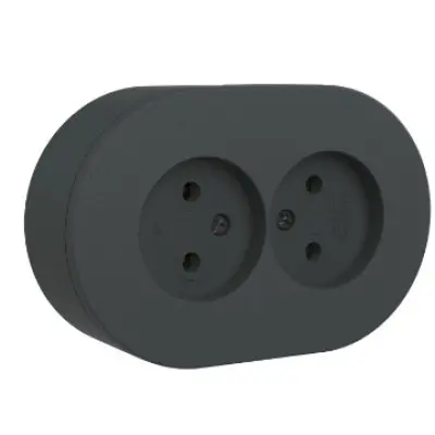Priza Dubla Fara CP PT xOne Ovivo OV00959, 16A, 250V, IP54, antracit