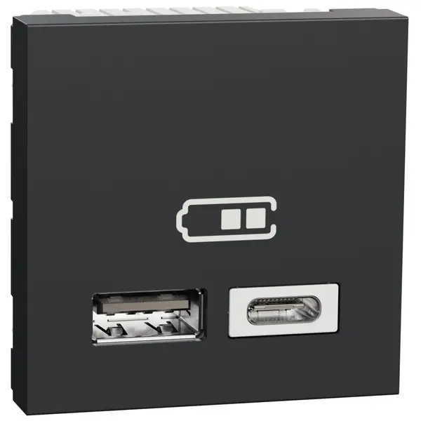Priza dubla incarcare USB 2.0 2m A+C Schneider Noua Unica NU301854, antracit