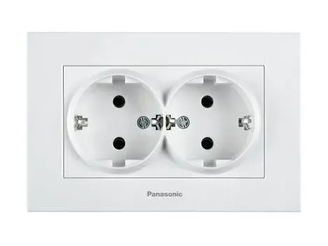 Priza dubla SCHUKO, 250V 16A, alb, IP20, montaj incastrat, Karre Plus Panasonic P-KPS2