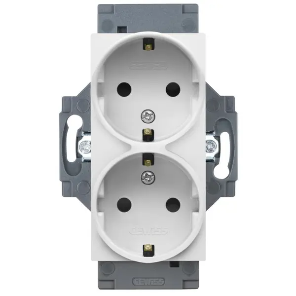 Priza dubla schuko 2P+E 16A Gewiss Dahlia GW35204W