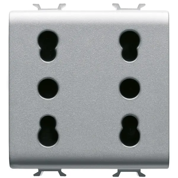 Priza dubla standard italian 16A 2 module Gewiss Chorus GW14208, titan