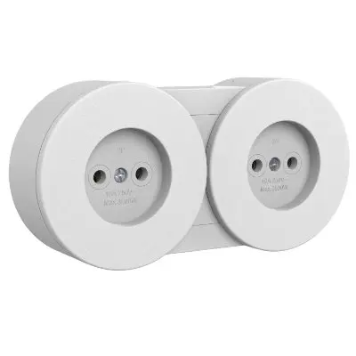 Priza fara CP dubla modulara PT xOne Ovivo OV00880, 16A, 250V, IP54, alb