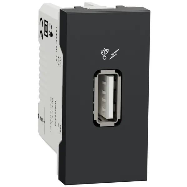 Priza incarcare USB 1A 1m tip A Schneider Noua Unica NU342854, antracit
