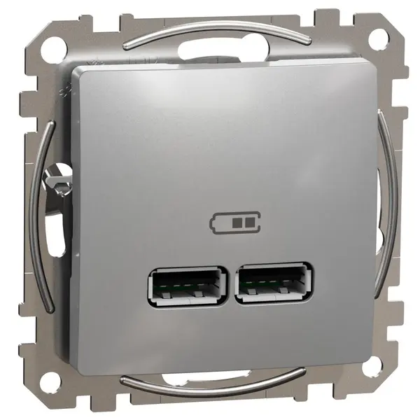 Priza incarcare USB A+A 2.1A , Schneider, SDD113401, Sedna Design, aluminiu