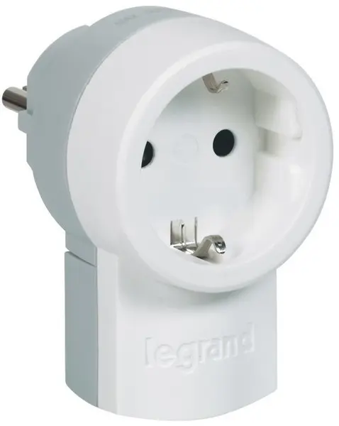 Priză Legrand - 16A 2P+E, cu ștecher și ieșire cablu, alb/gri