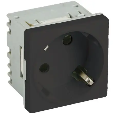 Priza modulara schuko cu impamantare, negru - DLX DLX-245-43