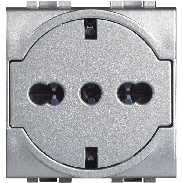 Priza plata 2M 2P+T, 10/16A Bticino Living Light NT4140/16F, argintiu